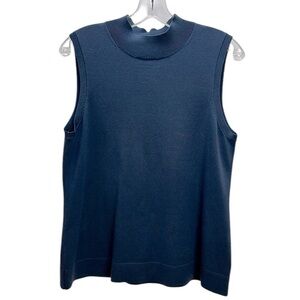 Pendleton Blue Silk Nylon Cotton Blend Sleeveless Mock Neck Sweater Shell M